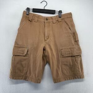 Duluth Trading Shorts Men's 32 Brown Fire Hose Cargo Baggy Canvas Heavyweight